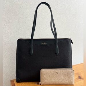Kate Spade Black and Gold Glitter Bundle - Wallet and Tote